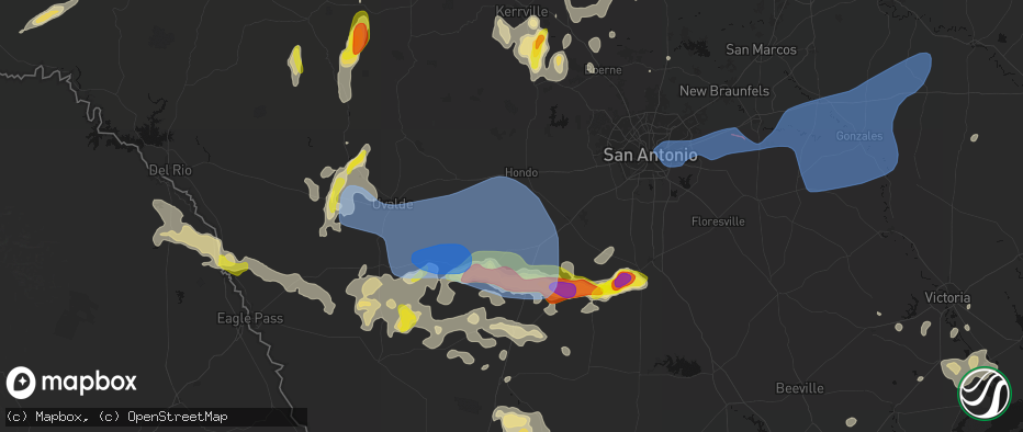Hail map in Yancey, TX on May 26, 2026