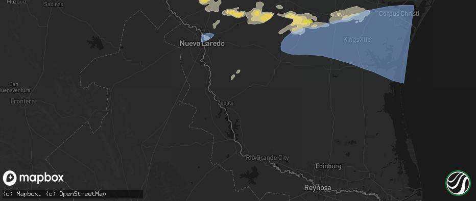 Hail map in Zapata, TX on May 26, 2026