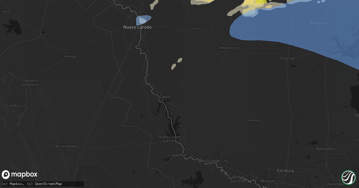Hail map in Zapata, TX on May 26, 2026