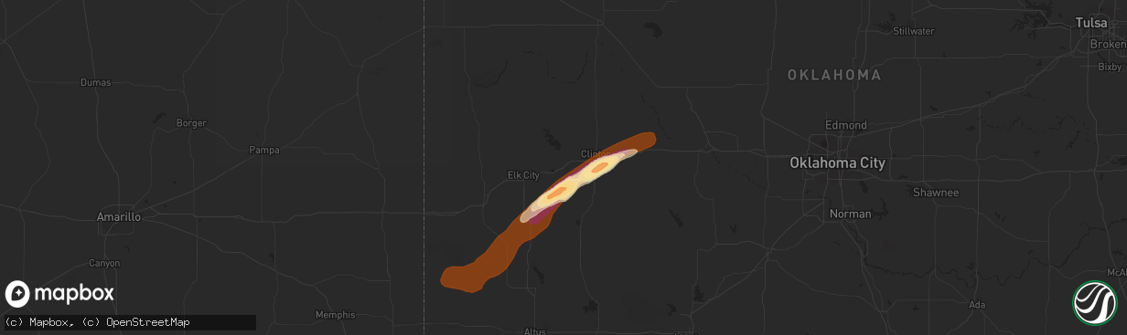 Hail map in Foss, OK on May 27, 2013