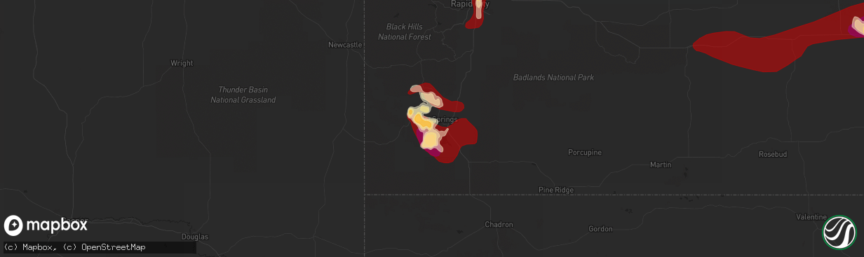 Hail map in Hot Springs, SD on May 27, 2013