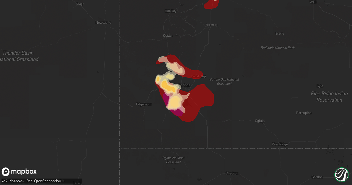 Hail map in Hot Springs, SD on May 27, 2013