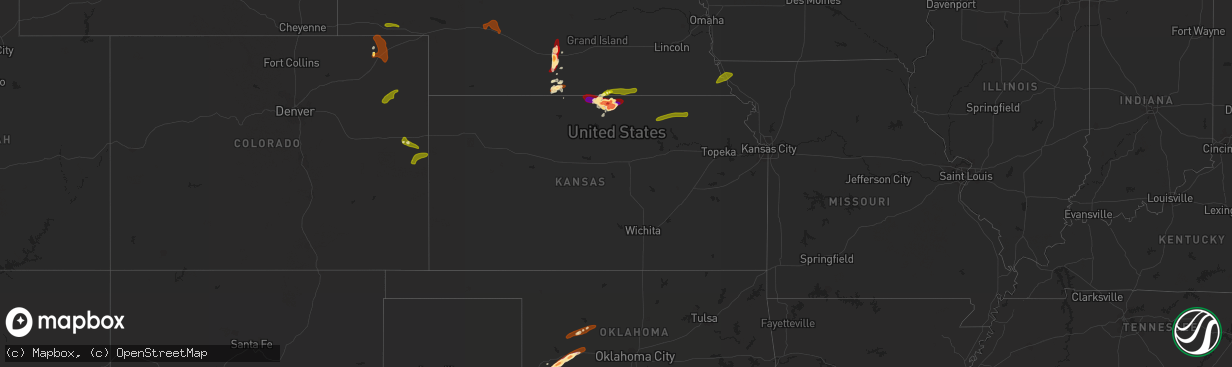 Hail map in Kansas on May 27, 2013