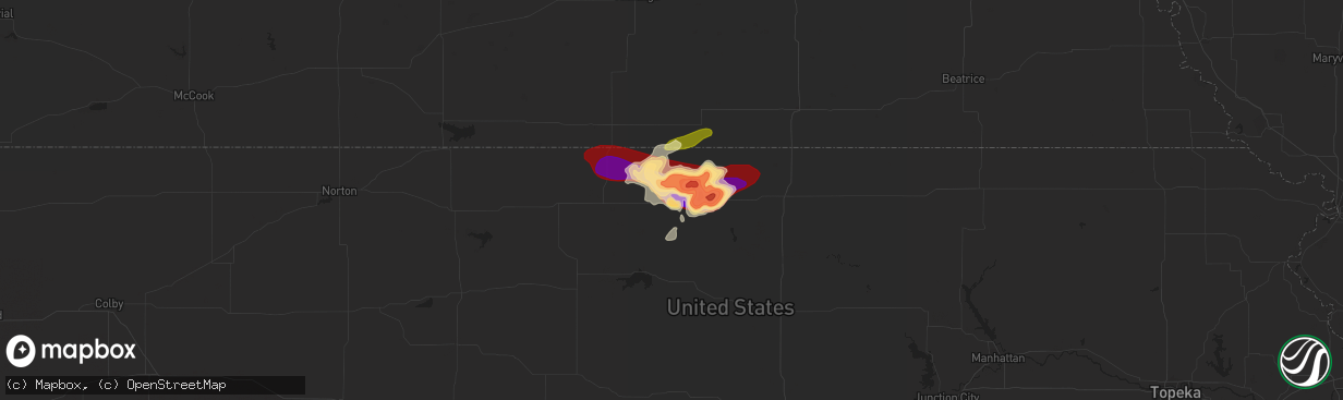 Hail map in Mankato, KS on May 27, 2013