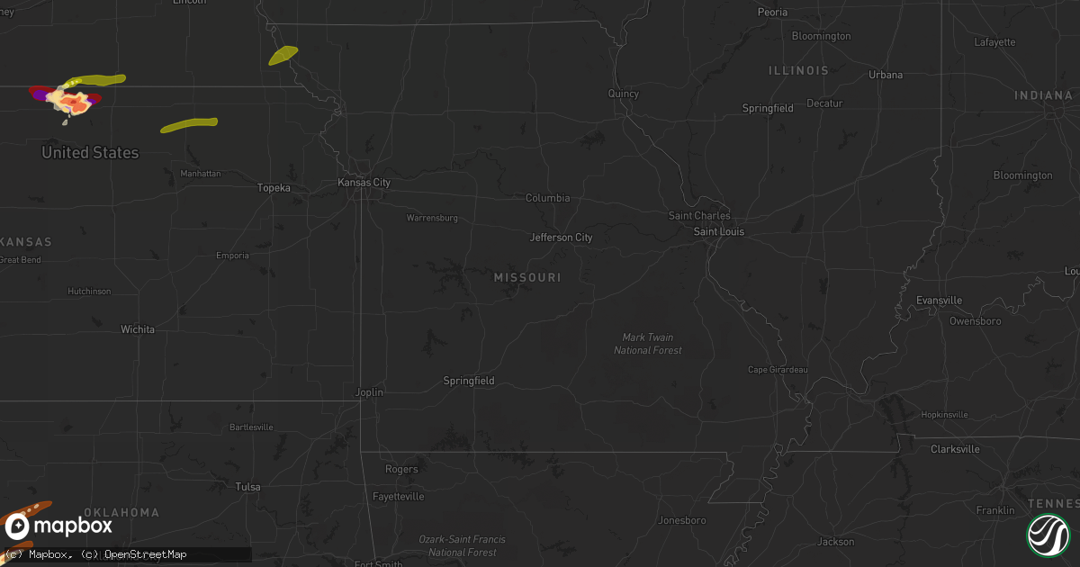 Hail map in Missouri on May 27, 2013