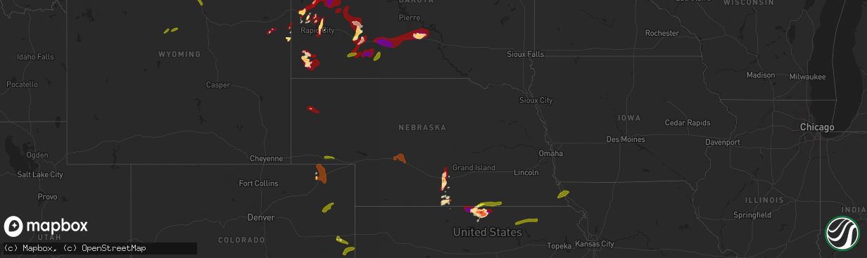 Hail map in Nebraska on May 27, 2013