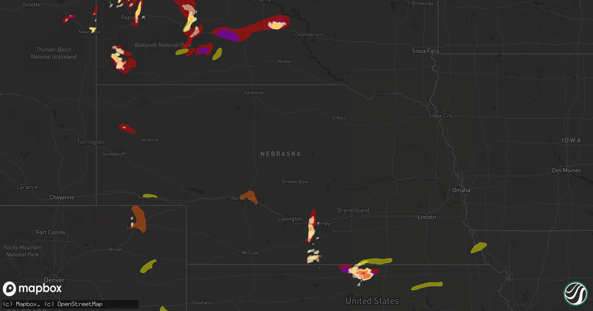 Hail map in Nebraska on May 27, 2013