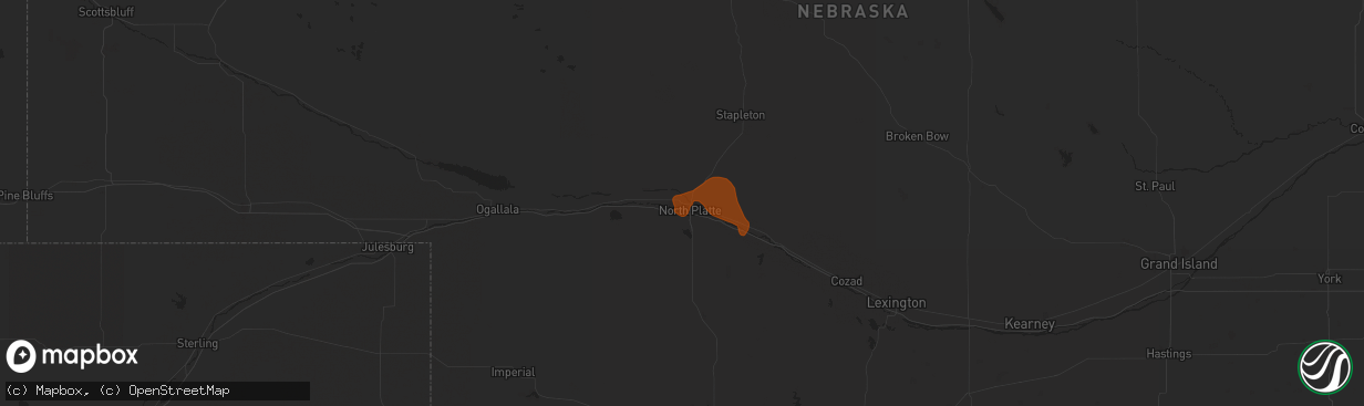 Hail map in North Platte, NE on May 27, 2013