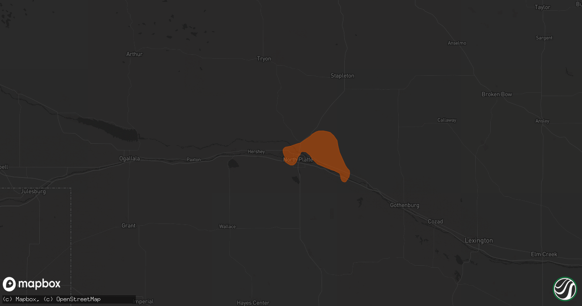 Hail map in North Platte, NE on May 27, 2013