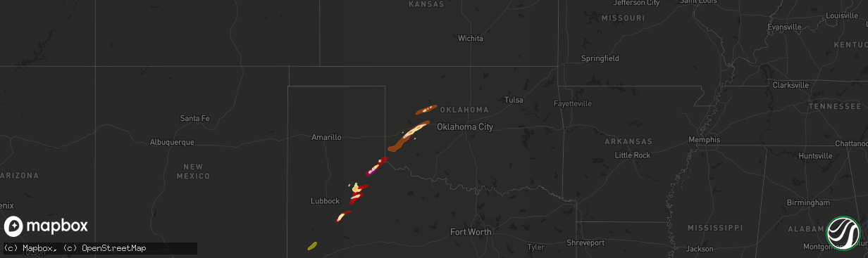 Hail map in Oklahoma on May 27, 2013