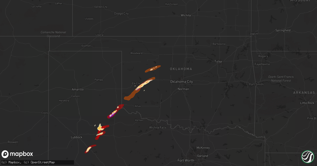 Hail map in Oklahoma on May 27, 2013