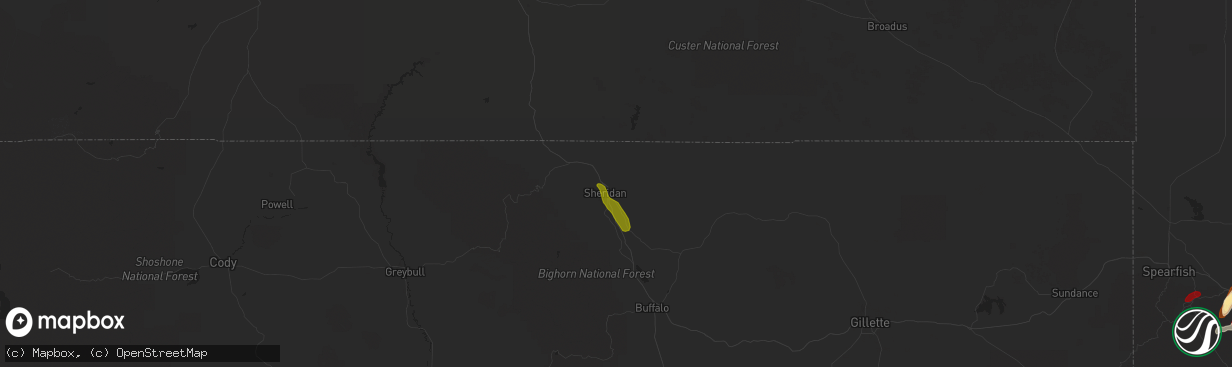 Hail map in Sheridan, WY on May 27, 2013