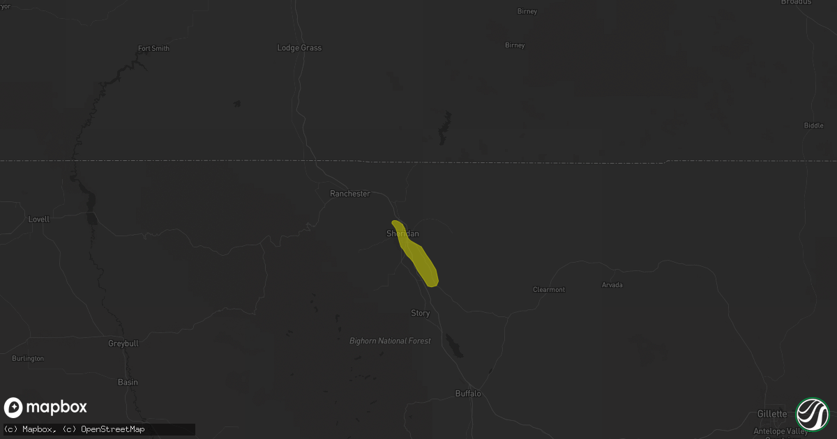 Hail map in Sheridan, WY on May 27, 2013