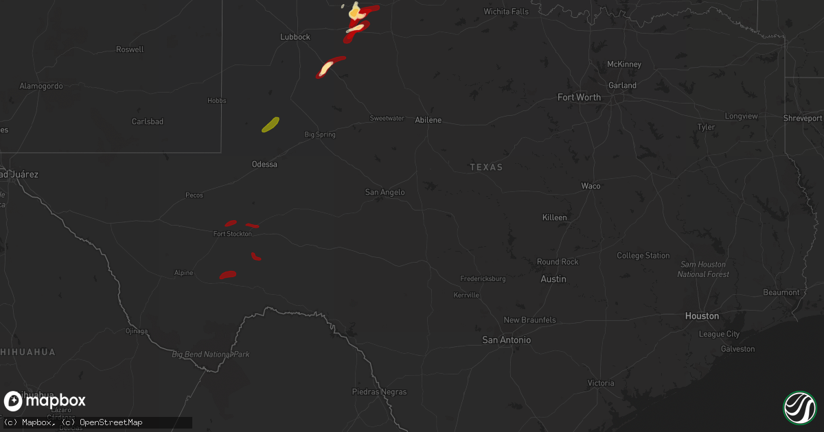Hail map in Texas on May 27, 2013