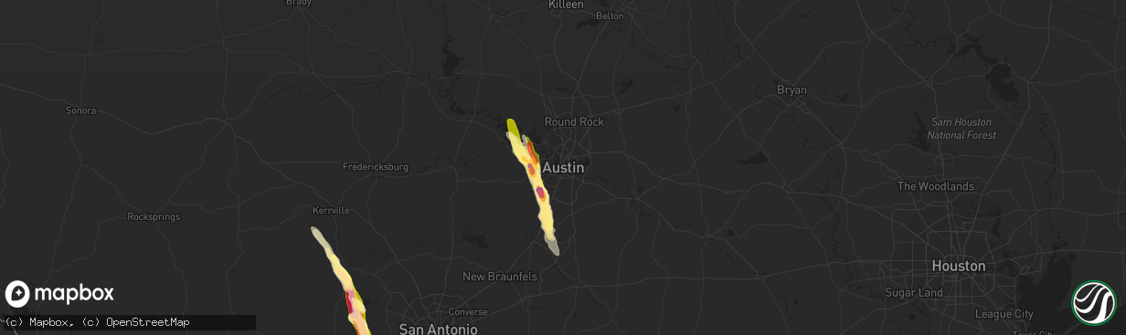 Hail map in Austin, TX on May 27, 2014