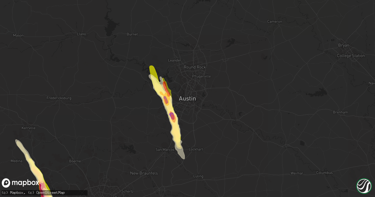 Hail map in Austin, TX on May 27, 2014