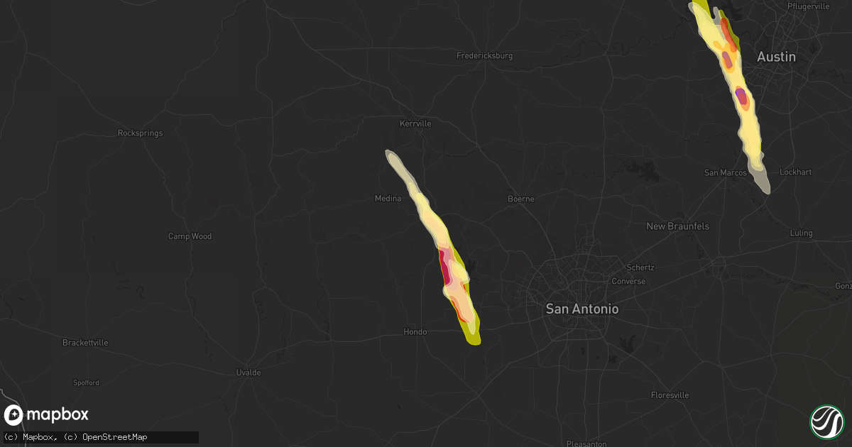 Hail map in Bandera, TX on May 27, 2014