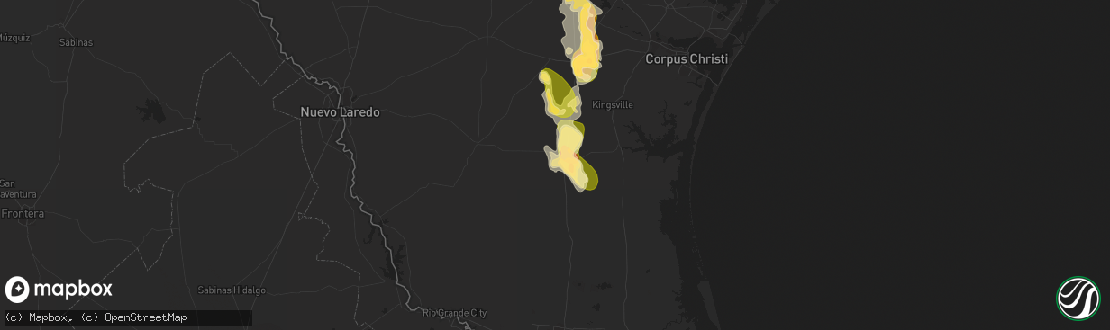 Hail map in Falfurrias, TX on May 27, 2014