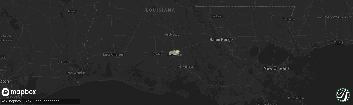 Hail map in Lafayette, LA on May 27, 2014