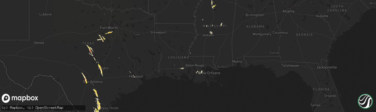 Hail map in Louisiana on May 27, 2014