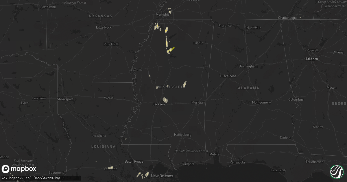 Hail map in Mississippi on May 27, 2014