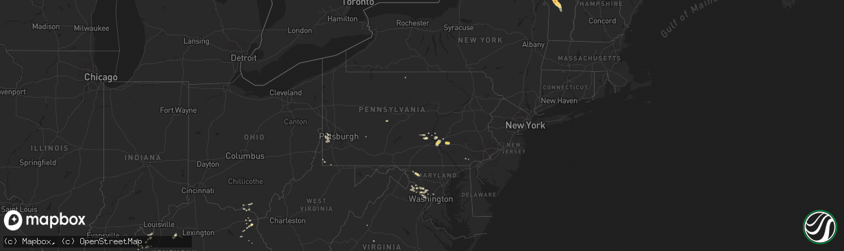 Hail map in Pennsylvania on May 27, 2014