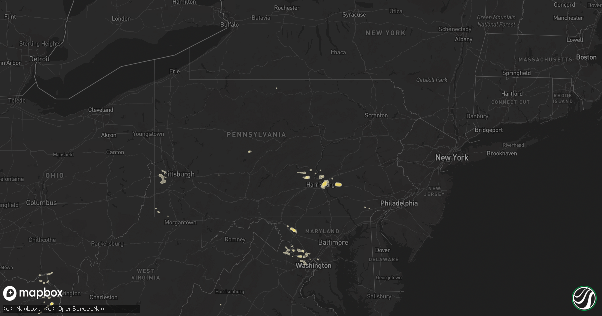 Hail map in Pennsylvania on May 27, 2014