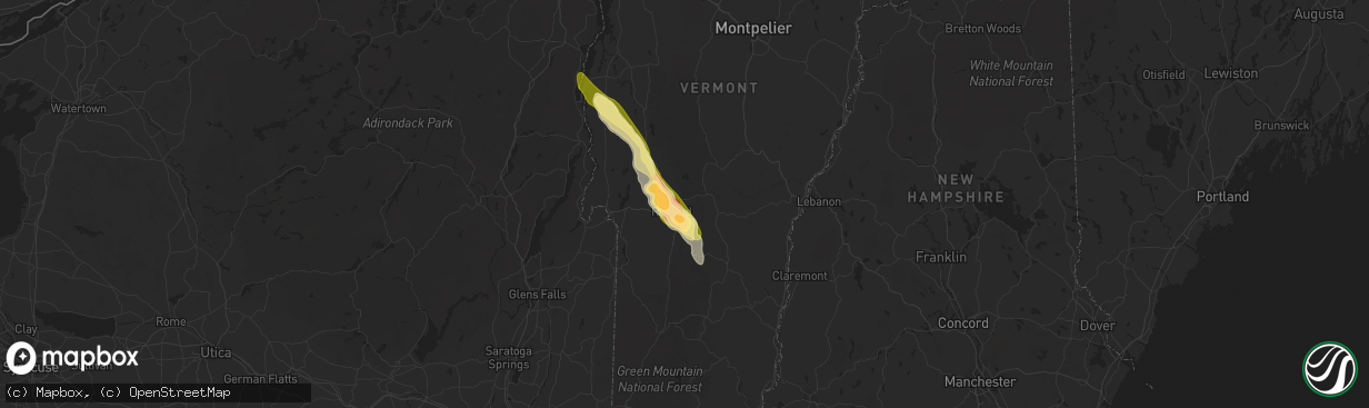 Hail map in Rutland, VT on May 27, 2014