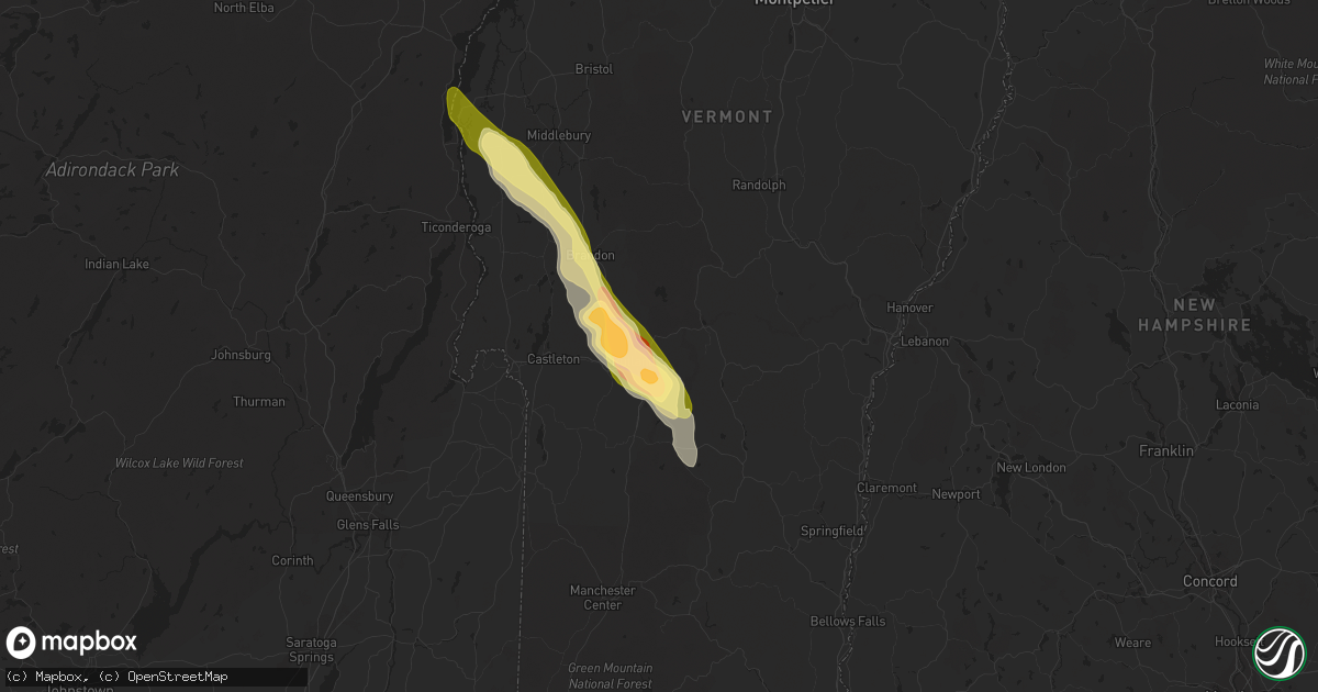 Hail map in Rutland, VT on May 27, 2014