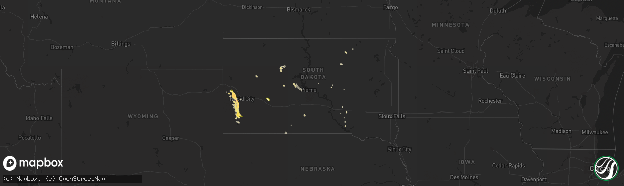 Hail map in South Dakota on May 27, 2014