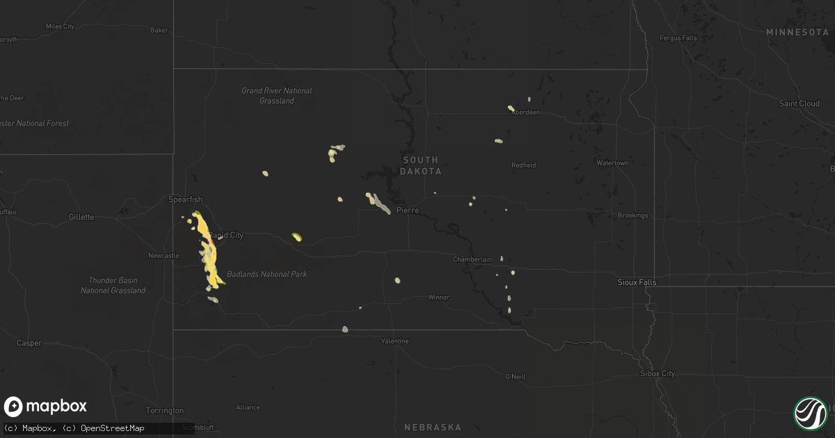Hail map in South Dakota on May 27, 2014