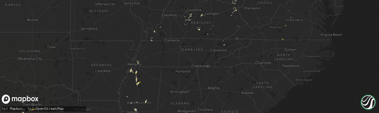 Hail map in Tennessee on May 27, 2014