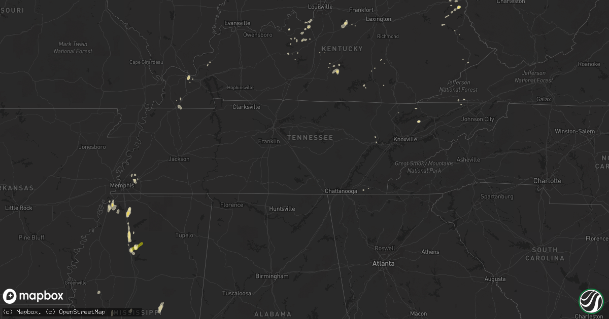 Hail map in Tennessee on May 27, 2014