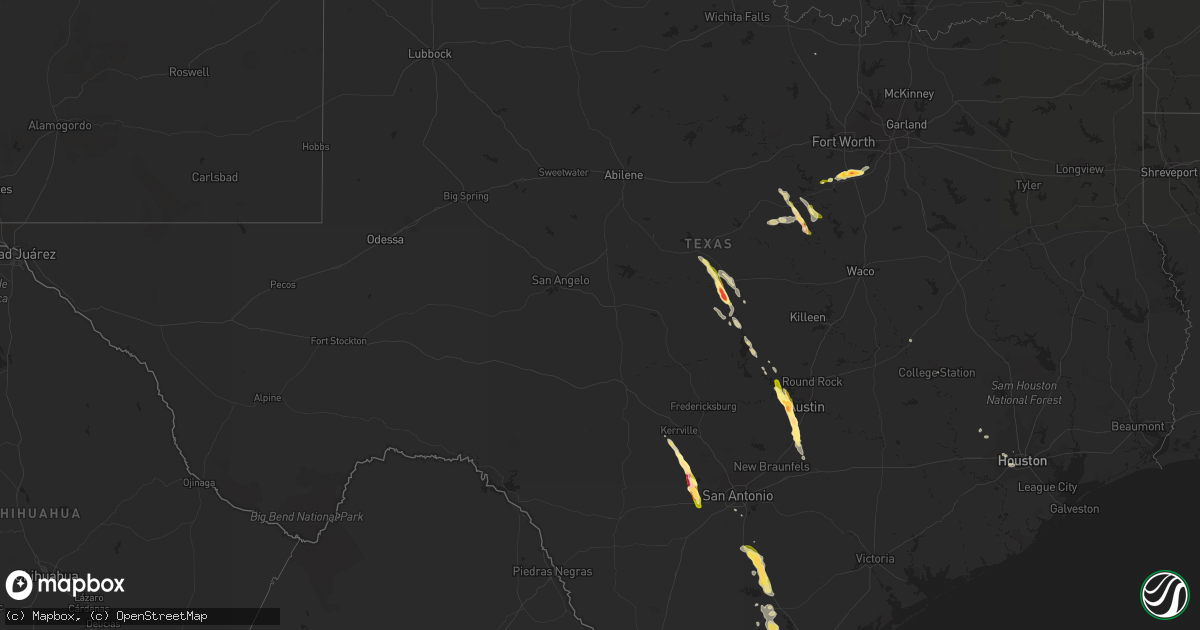 Hail map in Texas on May 27, 2014