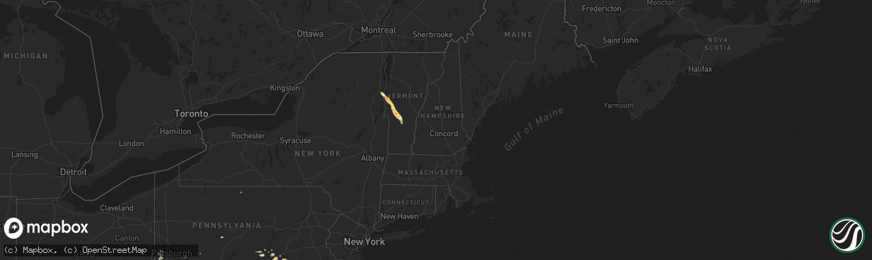 Hail map in Vermont on May 27, 2014