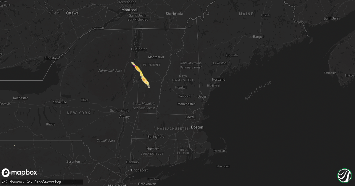 Hail map in Vermont on May 27, 2014