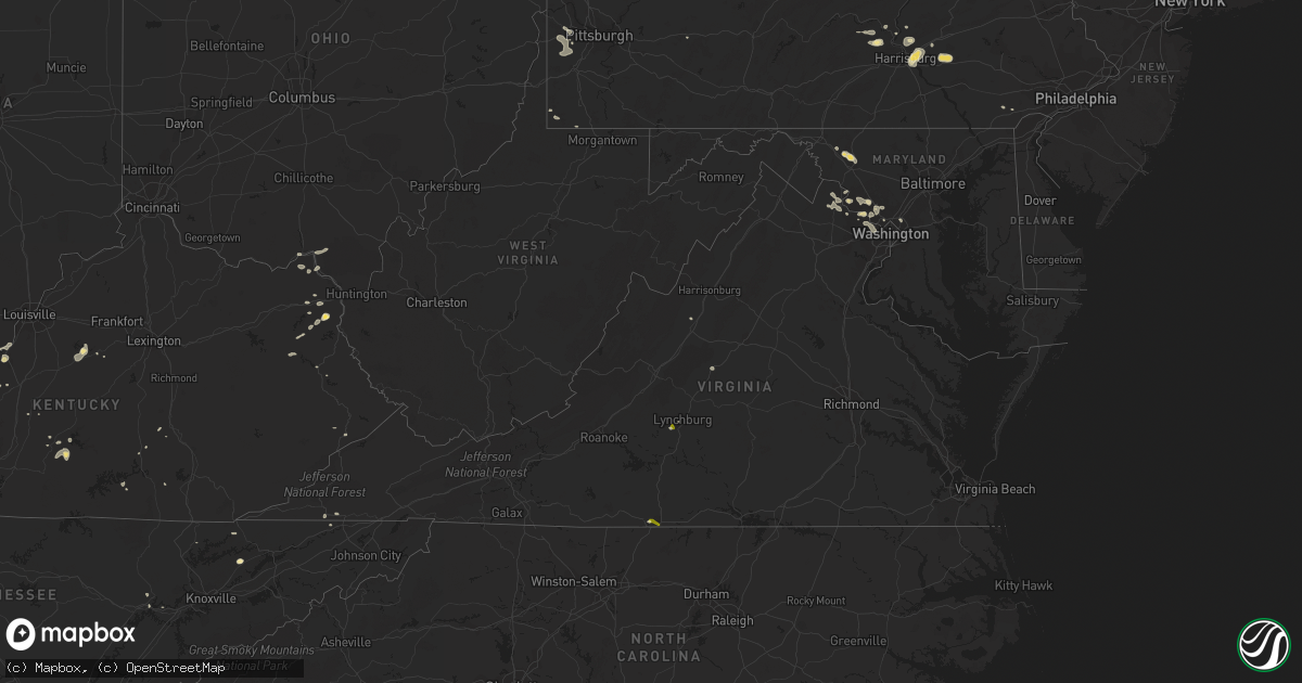 Hail map in Virginia on May 27, 2014