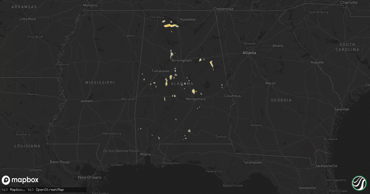Hail map in Alabama on May 27, 2015