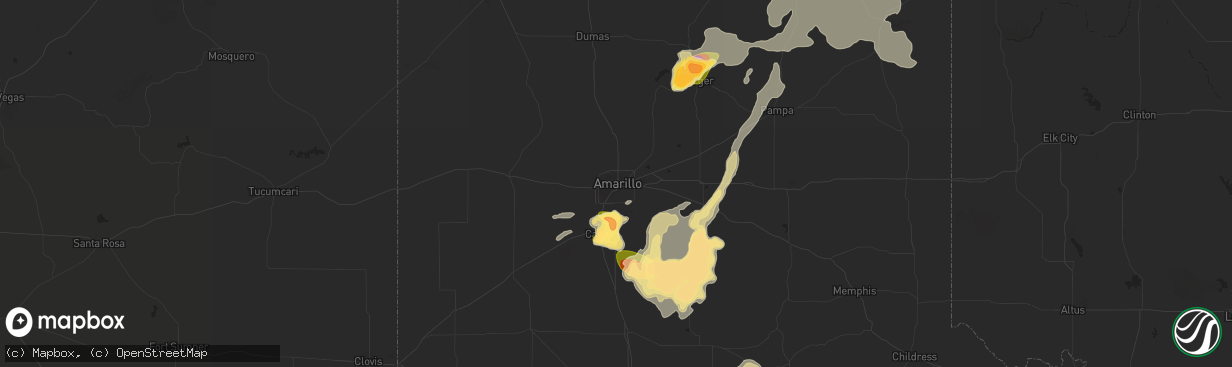 Hail map in Amarillo, TX on May 27, 2015