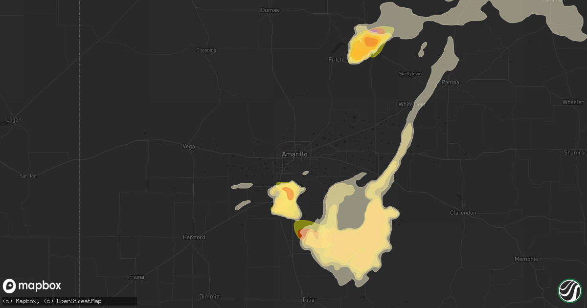 Hail map in Amarillo, TX on May 27, 2015