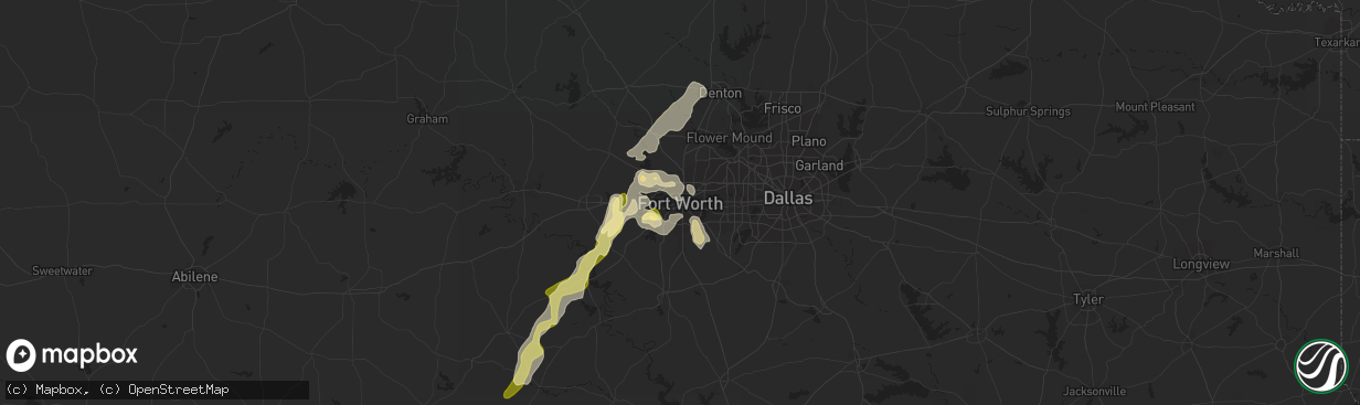 Hail map in Fort Worth, TX on May 27, 2015