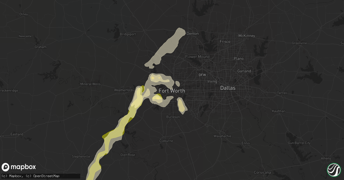 Hail map in Fort Worth, TX on May 27, 2015