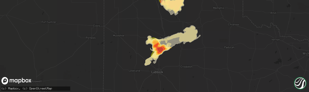 Hail map in Hale Center, TX on May 27, 2015