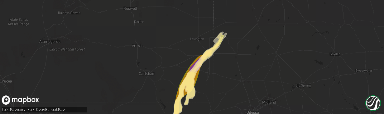 Hail map in Hobbs, NM on May 27, 2015