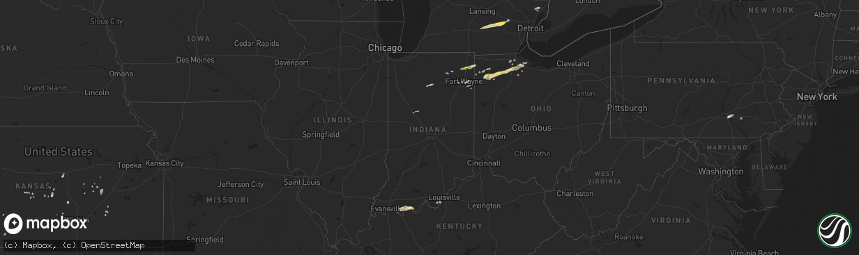 Hail map in Indiana on May 27, 2015