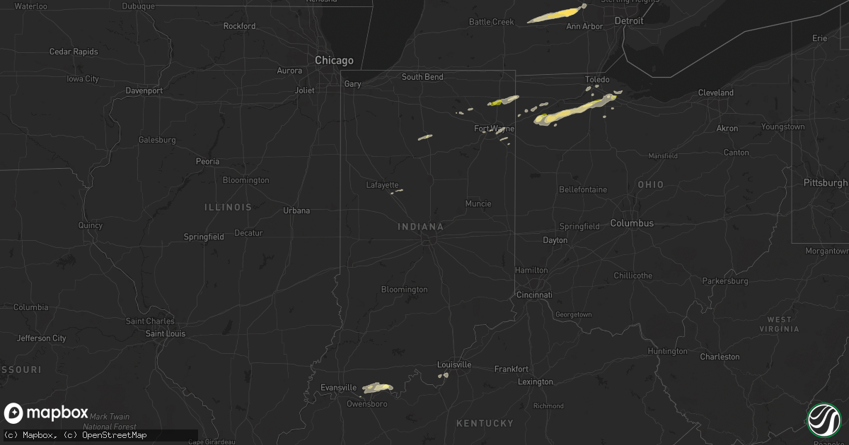 Hail map in Indiana on May 27, 2015