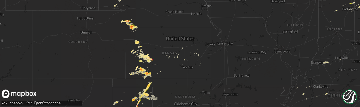 Hail map in Kansas on May 27, 2015