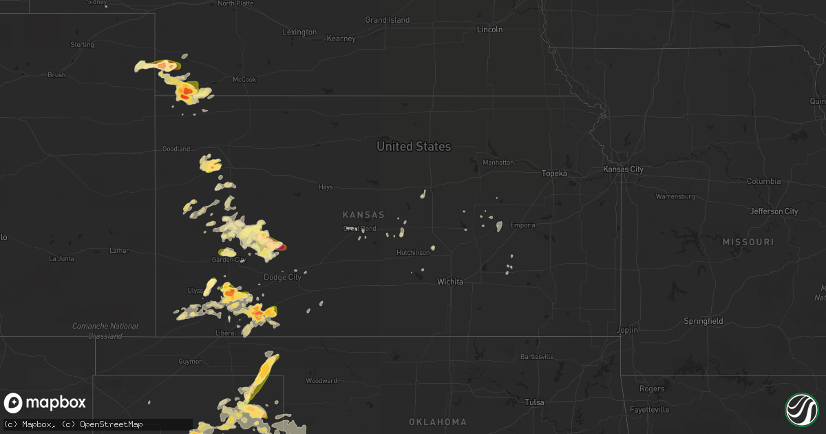 Hail map in Kansas on May 27, 2015