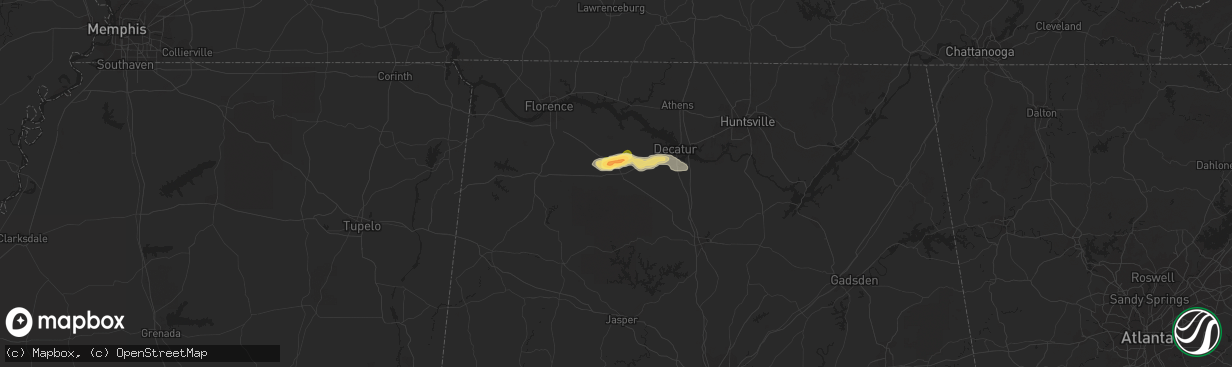 Hail map in Moulton, AL on May 27, 2015