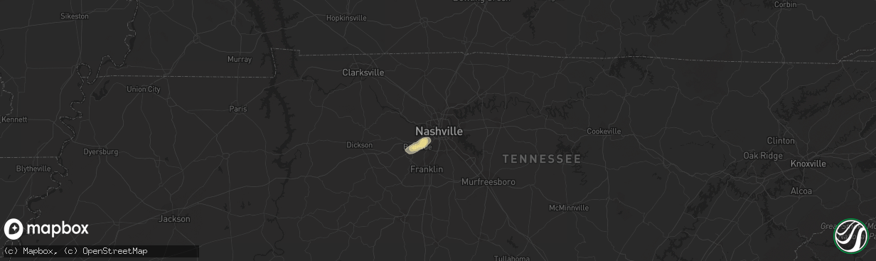 Hail map in Nashville, TN on May 27, 2015